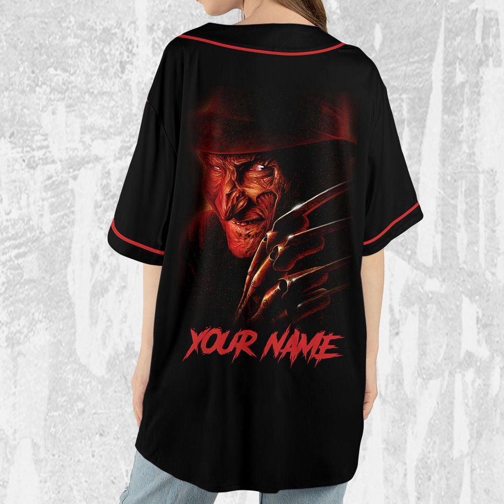Personalize Freddy Krueger Horor Character Jersey, Horror Jersey, Freddy Baseball Jersey - lylyprint.com baseball jersey product view 5