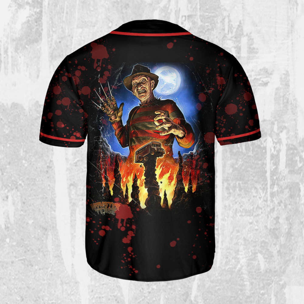 Personalize Freddy Krueger Monster Tease Jersey, Horror Jersey, Freddy Baseball Jersey - lylyprint.com baseball jersey product view 3