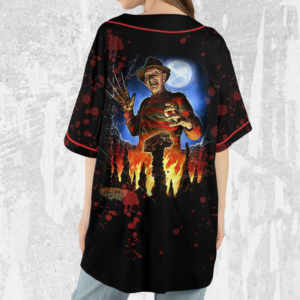 Personalize Freddy Krueger Monster Tease Jersey, Horror Jersey, Freddy Baseball Jersey - lylyprint.com baseball jersey product view 5