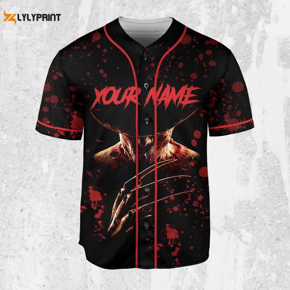 Personalize Freddy Krueger Monster Tease Jersey, Horror Jersey, Freddy Baseball Jersey - lylyprint.com baseball jersey product view 1