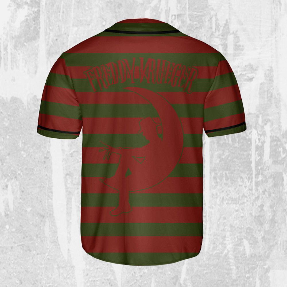 Personalize Freddy Krueger Nightmare Cosplay Jersey, Horror Jersey, Freddy Baseball Jersey - lylyprint.com baseball jersey product view 3