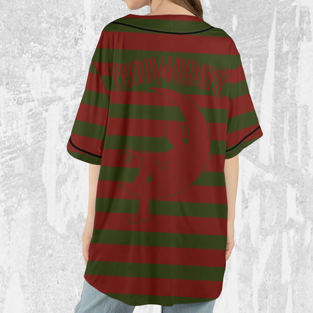Personalize Freddy Krueger Nightmare Cosplay Jersey, Horror Jersey, Freddy Baseball Jersey - lylyprint.com baseball jersey product view 5