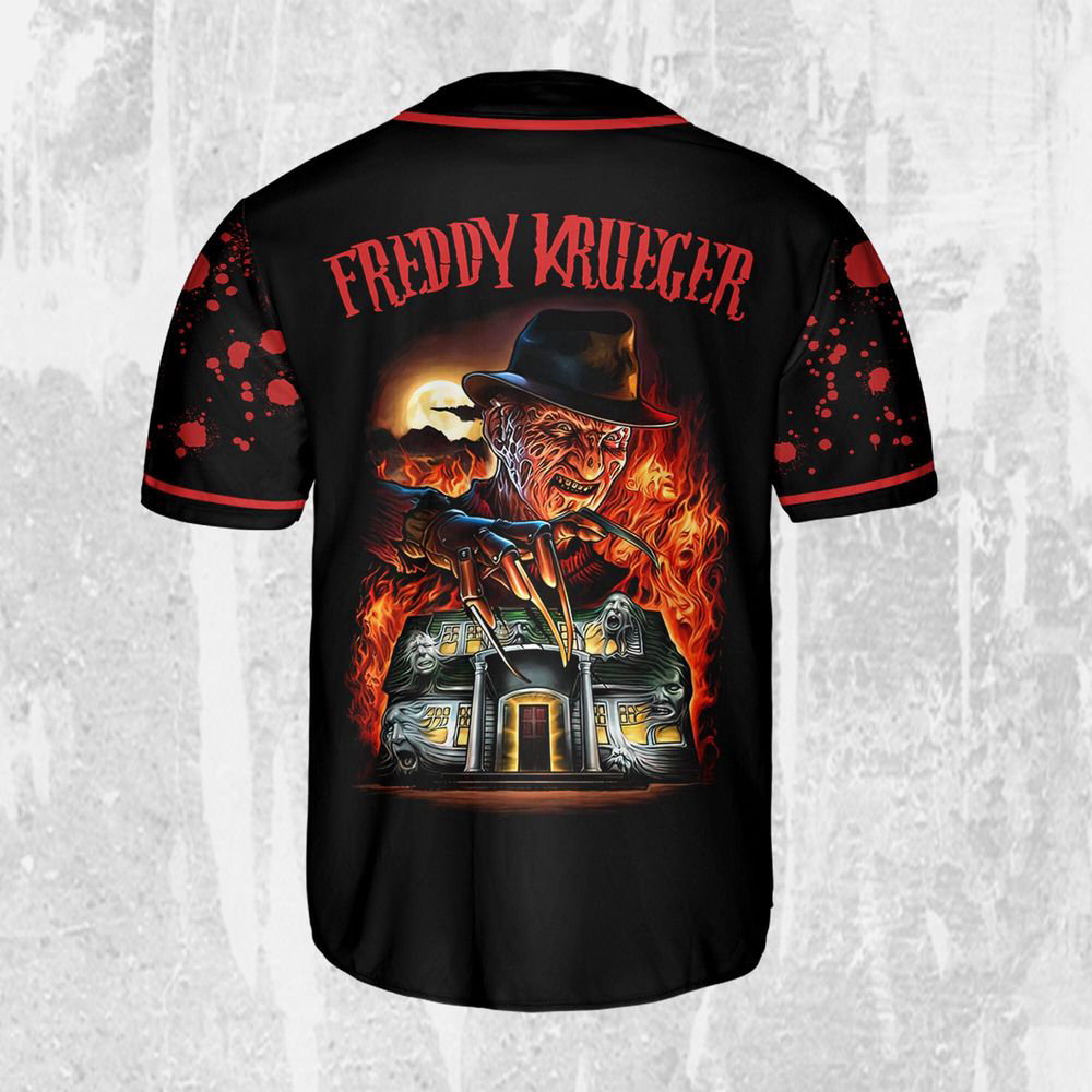 Personalize Freddy Krueger Stay Woke Jersey, Horror Jersey, Freddy Baseball Jersey - lylyprint.com baseball jersey product view 3