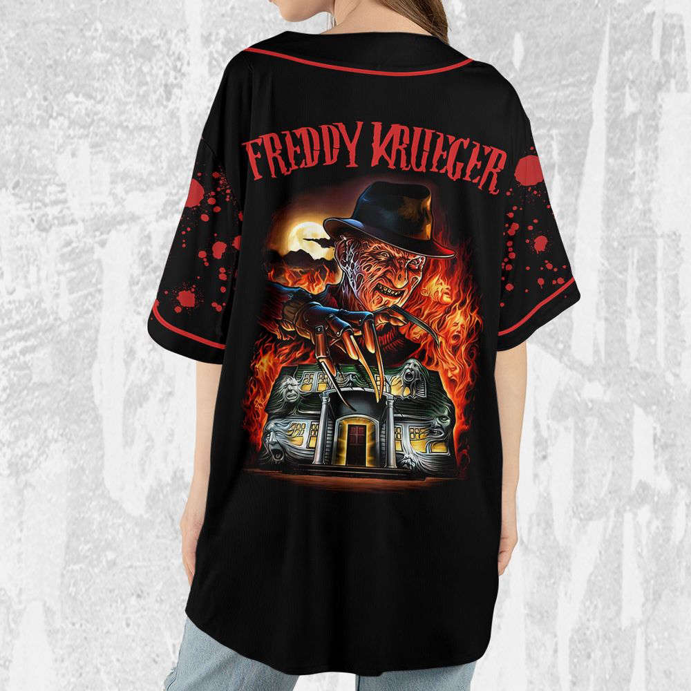Personalize Freddy Krueger Stay Woke Jersey, Horror Jersey, Freddy Baseball Jersey - lylyprint.com baseball jersey product view 5