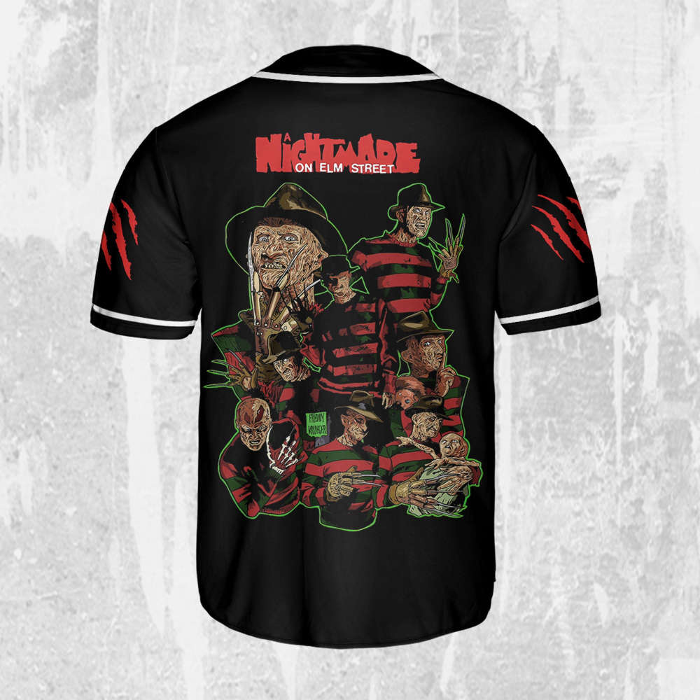 Personalize Freddy Krueger Welcome To Elm Street Jersey,Freddy Baseball Jersey - lylyprint.com baseball jersey product view 3