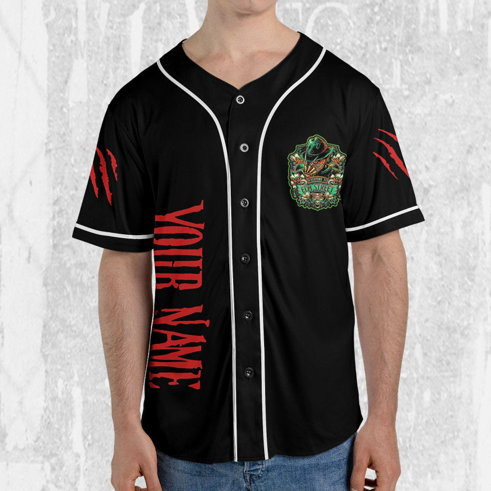Personalize Freddy Krueger Welcome To Elm Street Jersey,Freddy Baseball Jersey - lylyprint.com baseball jersey product view 4