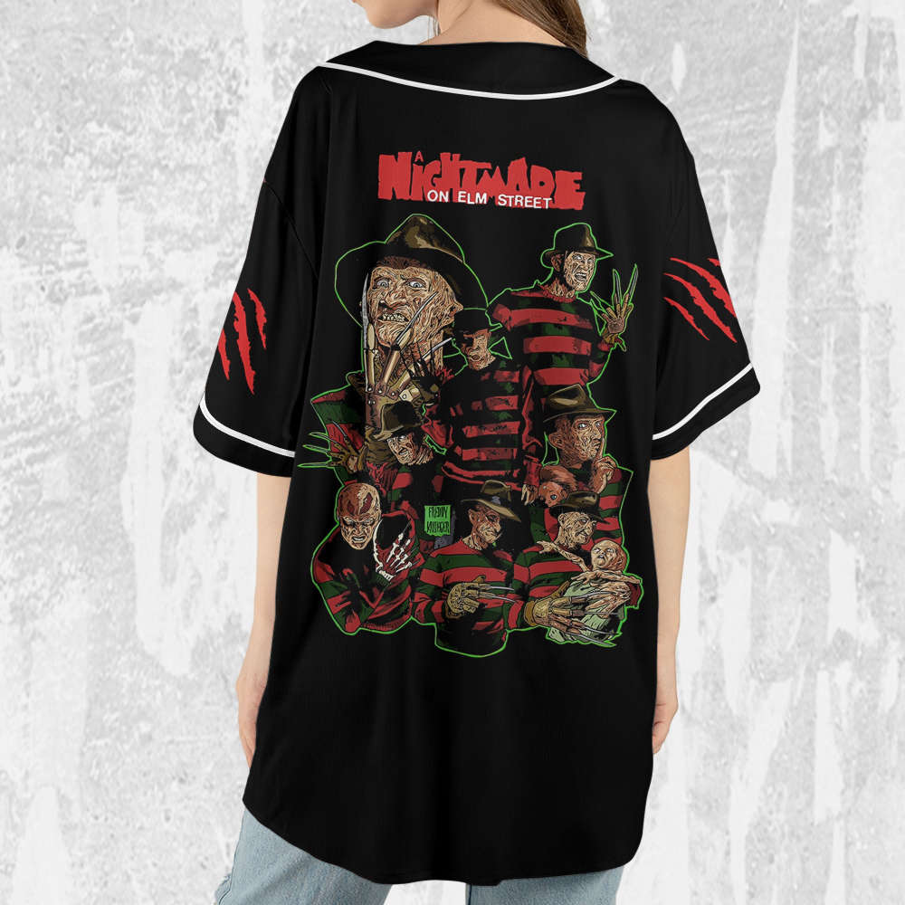 Personalize Freddy Krueger Welcome To Elm Street Jersey,Freddy Baseball Jersey - lylyprint.com baseball jersey product view 5