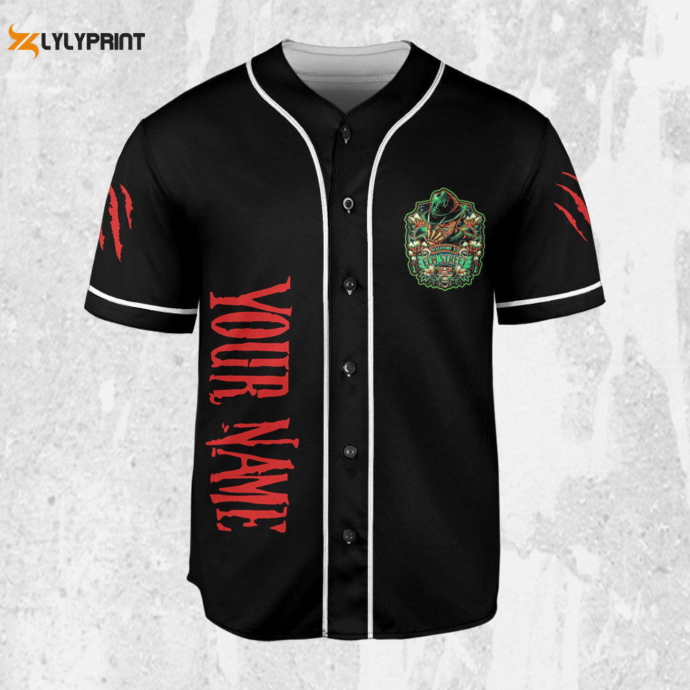 Personalize Freddy Krueger Welcome To Elm Street Jersey,Freddy Baseball Jersey - lylyprint.com baseball jersey product view 1