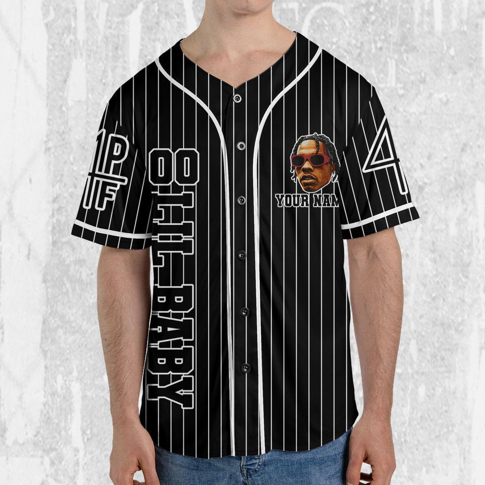 Personalize Lil Baby Black Color Jersey, Lil Baby Baseball Jersey, Lil Baby Rap Jersey - lylyprint.com baseball jersey product view 4
