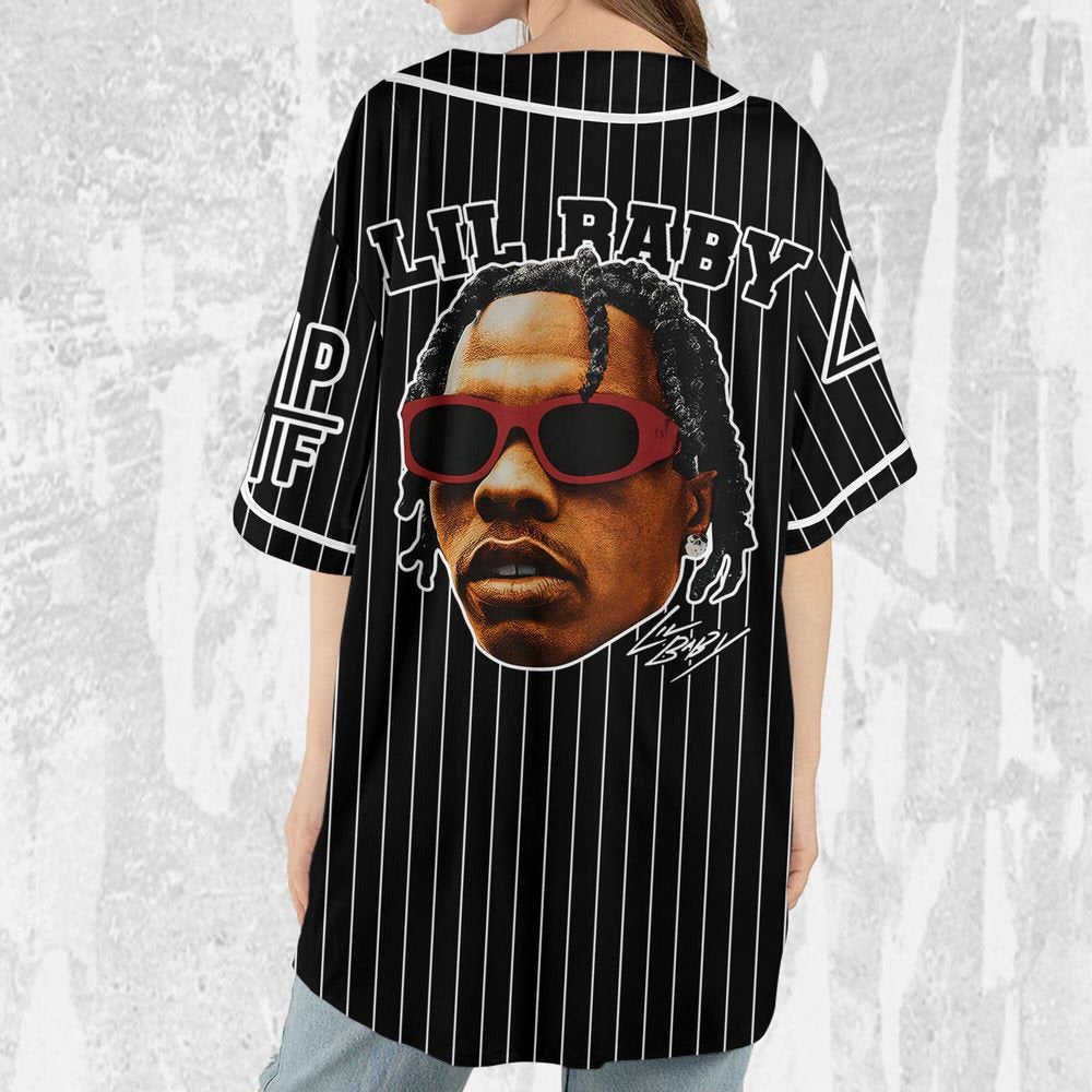 Personalize Lil Baby Black Color Jersey, Lil Baby Baseball Jersey, Lil Baby Rap Jersey - lylyprint.com baseball jersey product view 5