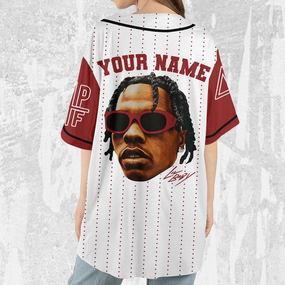 Personalize Lil Baby Red Sleeve Jersey, Lil Baby Baseball Jersey, Lil Baby Rap Jersey - lylyprint.com baseball jersey product view 5