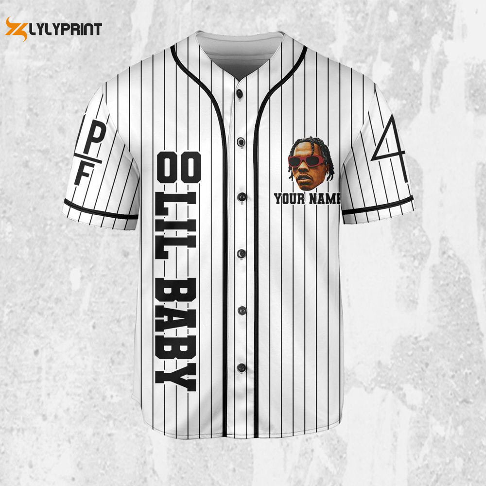 Personalize Lil Baby White Color Jersey, Lil Baby Baseball Jersey, Lil Baby Rap Jersey - lylyprint.com baseball jersey product view 2