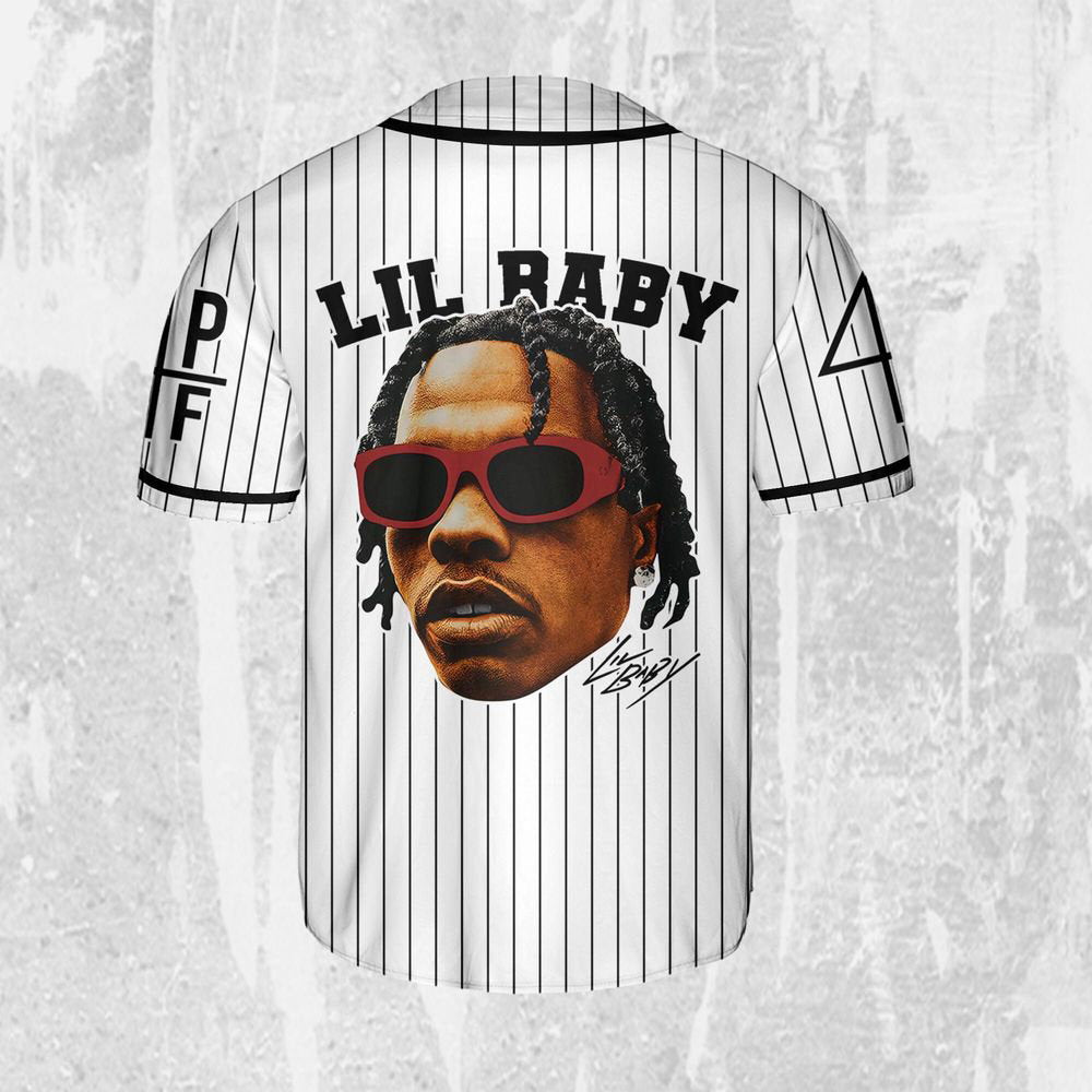 Personalize Lil Baby White Color Jersey, Lil Baby Baseball Jersey, Lil Baby Rap Jersey - lylyprint.com baseball jersey product view 3