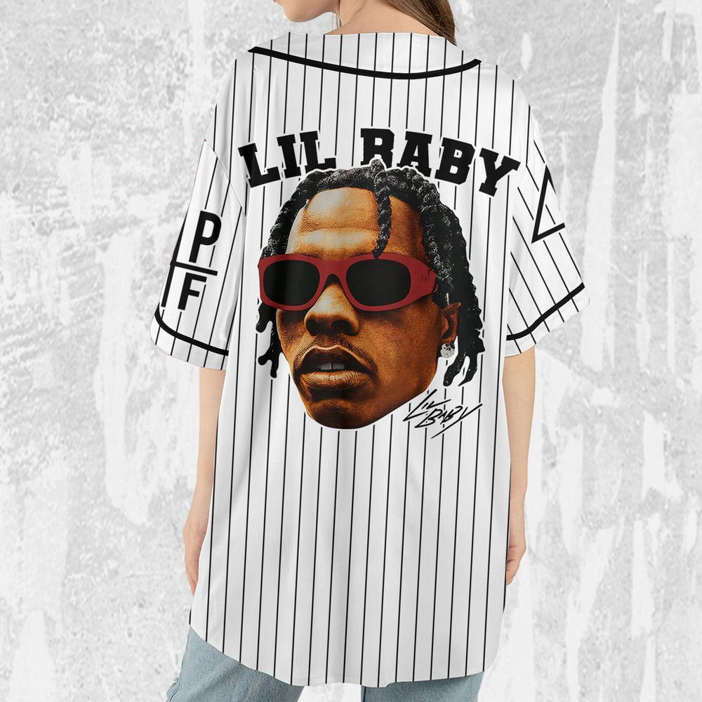 Personalize Lil Baby White Color Jersey, Lil Baby Baseball Jersey, Lil Baby Rap Jersey - lylyprint.com baseball jersey product view 5