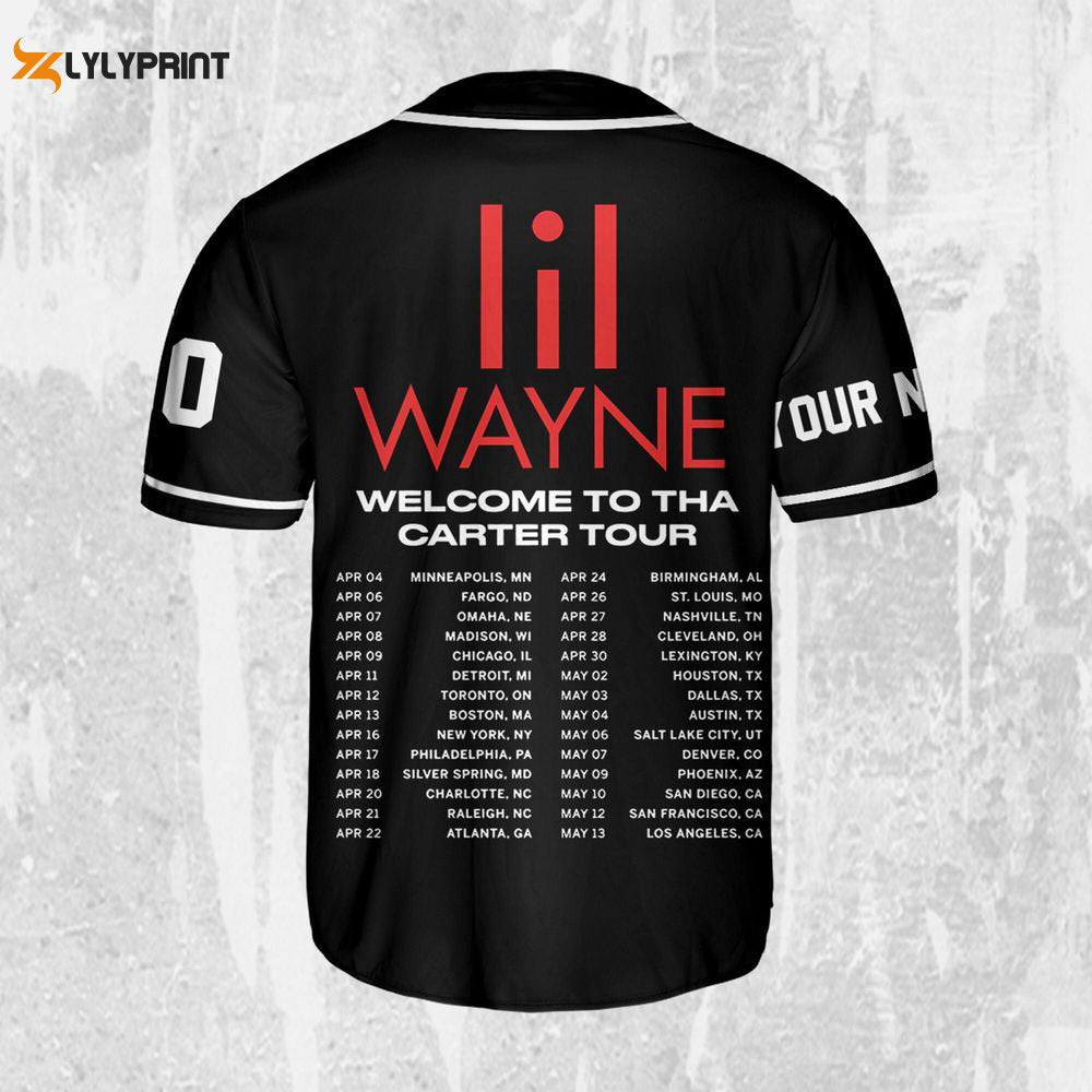 Personalize Lil Wayne Welcome To Tha Carter Black Color Jersey, Custom Baseball Jersey - lylyprint.com baseball jersey product view 2
