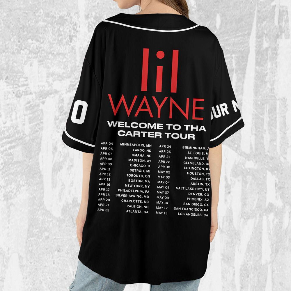 Personalize Lil Wayne Welcome To Tha Carter Black Color Jersey, Custom Baseball Jersey - lylyprint.com baseball jersey product view 4