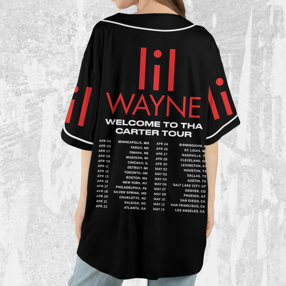 Personalize Lil Wayne Welcome To Tha Carter Tour Dates 2023 Jersey, Custom Baseball Jersey - lylyprint.com baseball jersey product view 4
