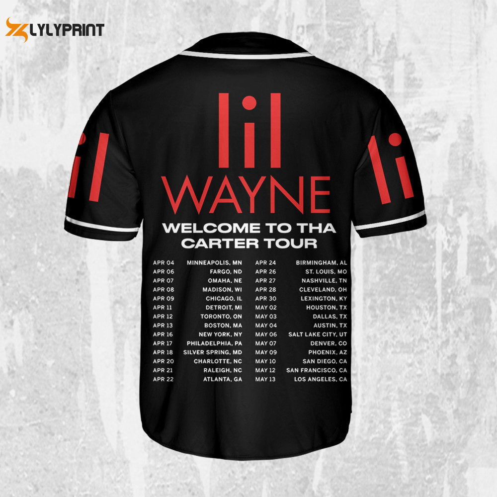 Personalize Lil Wayne Welcome To Tha Carter Tour Dates 2023 Jersey, Custom Baseball Jersey - lylyprint.com baseball jersey product view 1