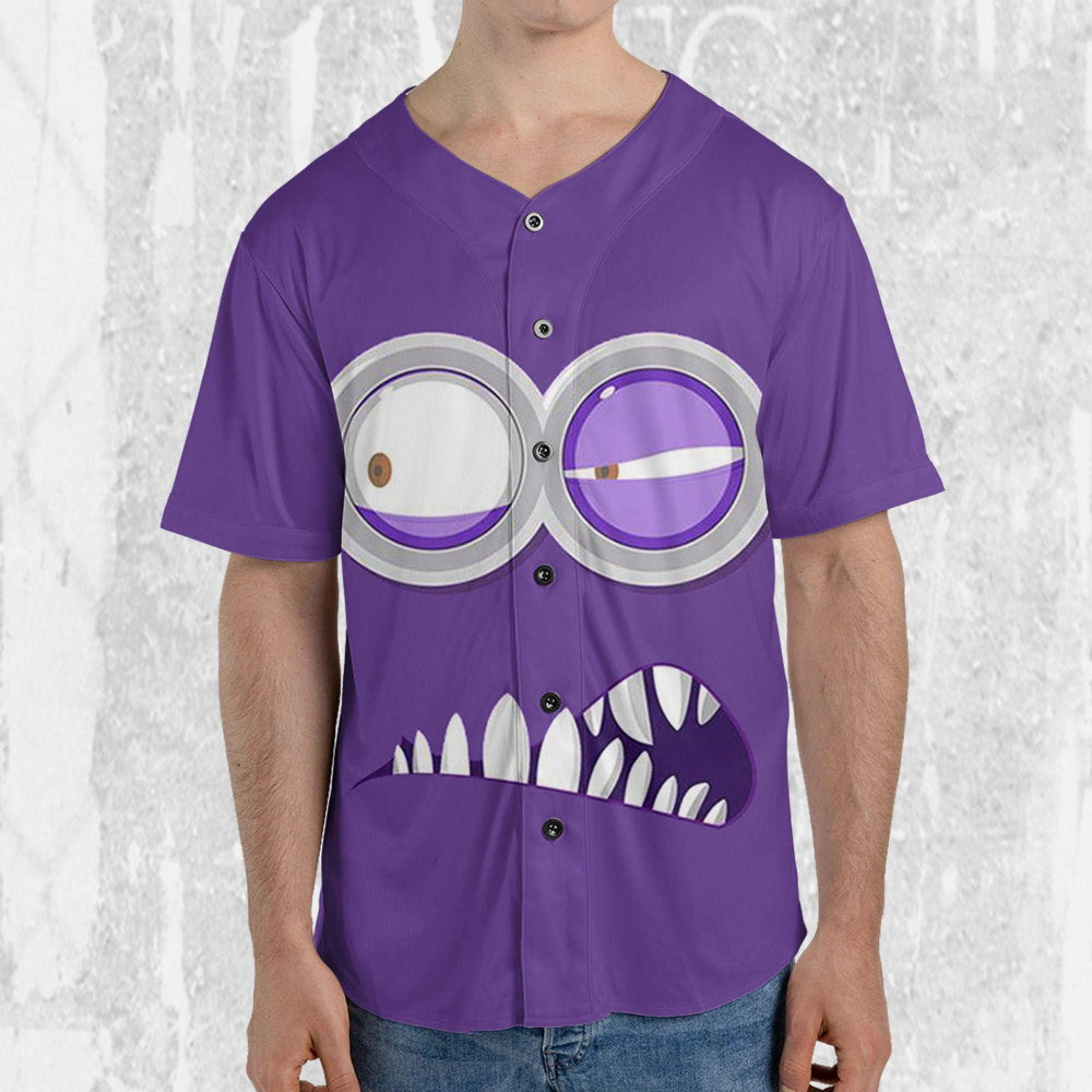 Personalize Minions Purple Evil Minion Baseball Jersey - lylyprint.com baseball jersey product view 4