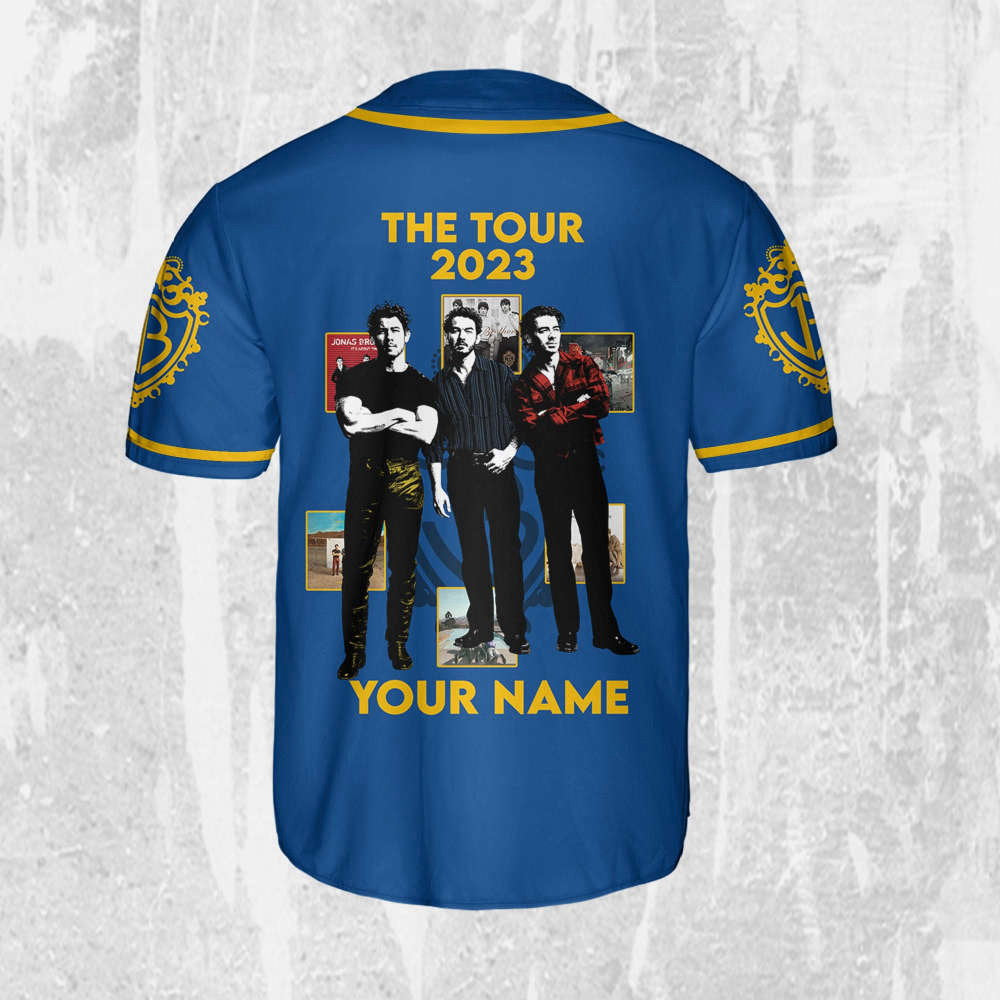 Personalize Retro Jonas Brothers Five Albums One Night The Tour 2023 Jersey, Jonas Brothers Baseball Jersey, Custom Baseball Jersey - Aopprinter baseball jersey product view 3