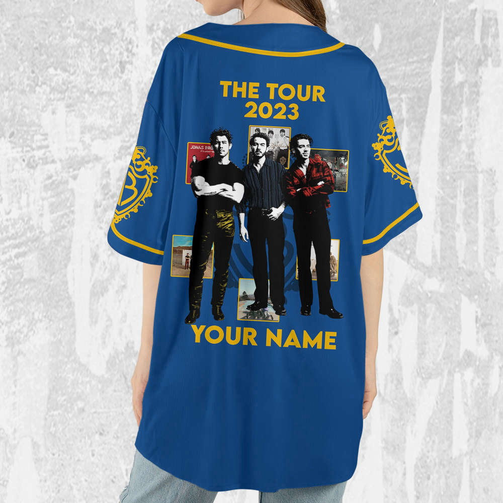 Personalize Retro Jonas Brothers Five Albums One Night The Tour 2023 Jersey, Jonas Brothers Baseball Jersey, Custom Baseball Jersey - Aopprinter baseball jersey product view 5