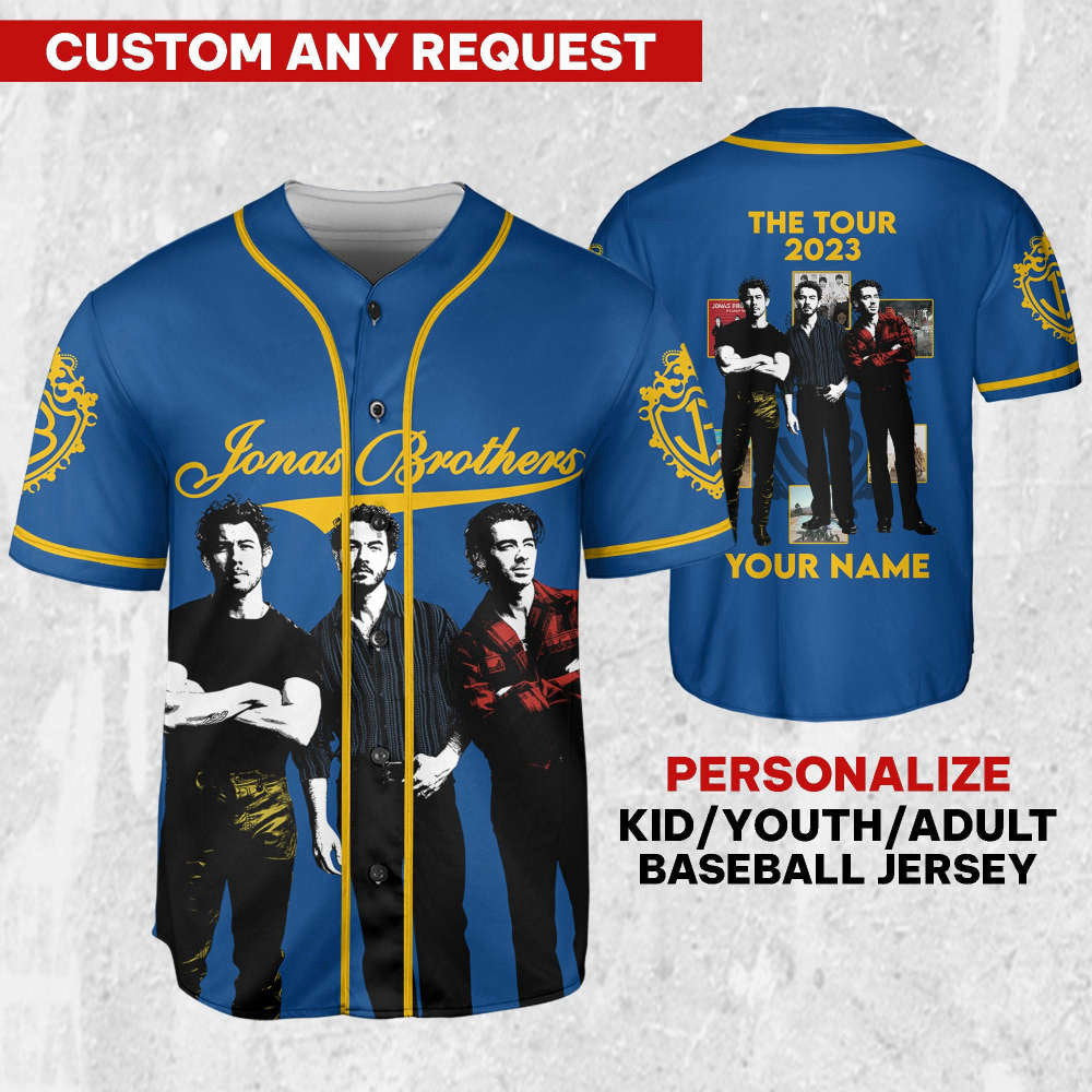 Personalize Retro Jonas Brothers Five Albums One Night The Tour 2023 Jersey, Jonas Brothers Baseball Jersey, Custom Baseball Jersey - Aopprinter baseball jersey product view 1