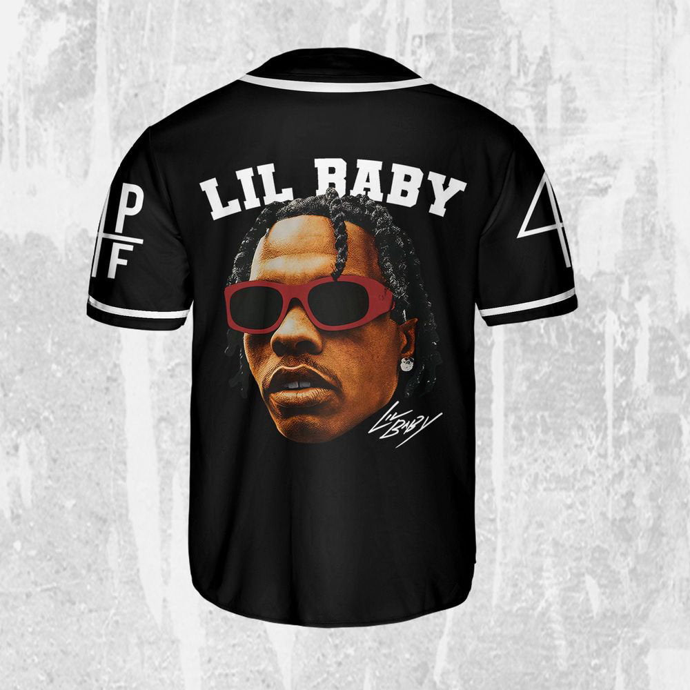 Personalize Retro Lil Baby Black Jersey, Lil Baby Baseball Jersey, Lil Baby Rap Jersey Shirt - lylyprint.com baseball jersey product view 3