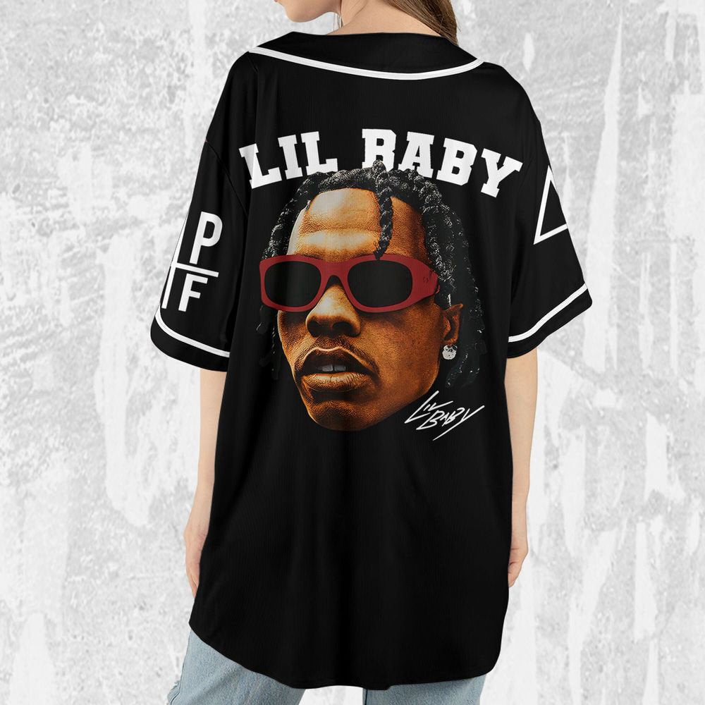 Personalize Retro Lil Baby Black Jersey, Lil Baby Baseball Jersey, Lil Baby Rap Jersey Shirt - lylyprint.com baseball jersey product view 5