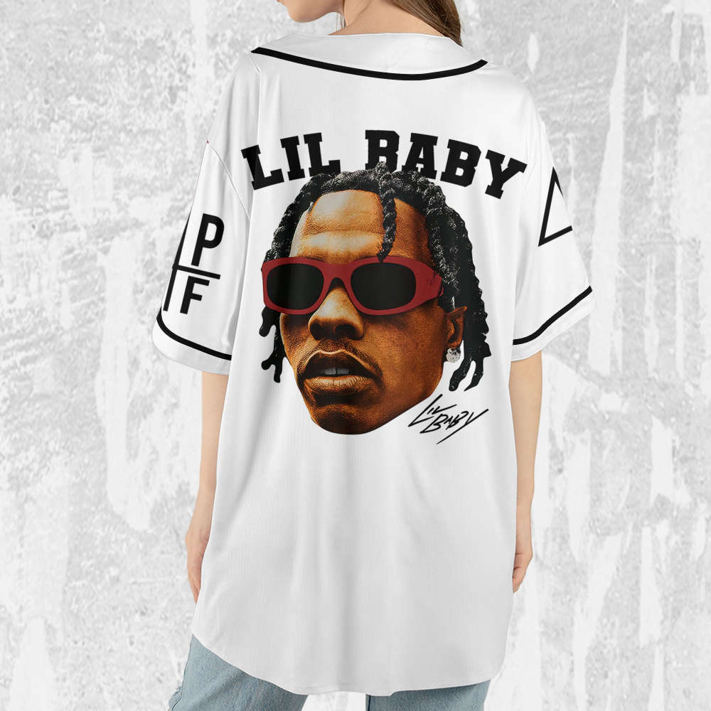 Personalize Retro Lil Baby White Jersey, Lil Baby Baseball Jersey, Lil Baby Rap Jersey Shirt - lylyprint.com baseball jersey product view 5