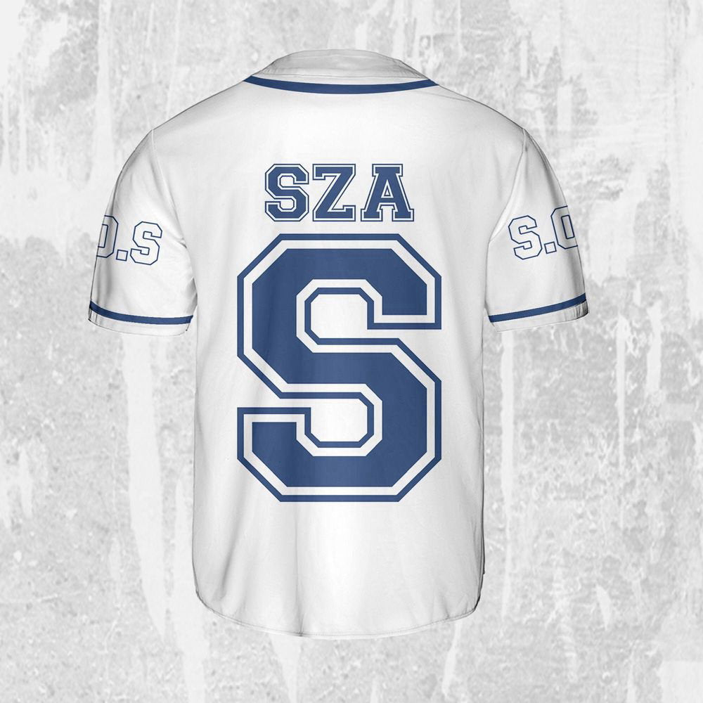 Personalize SZA Awesome Blue And White Color Jersey, Sza Baseball Jersey - lylyprint.com baseball jersey product view 2