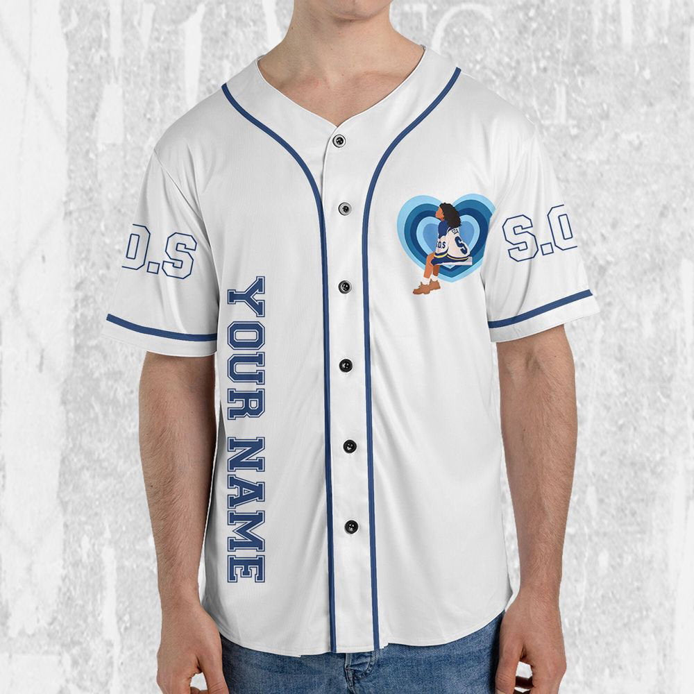 Personalize SZA Awesome Blue And White Color Jersey, Sza Baseball Jersey - lylyprint.com baseball jersey product view 3
