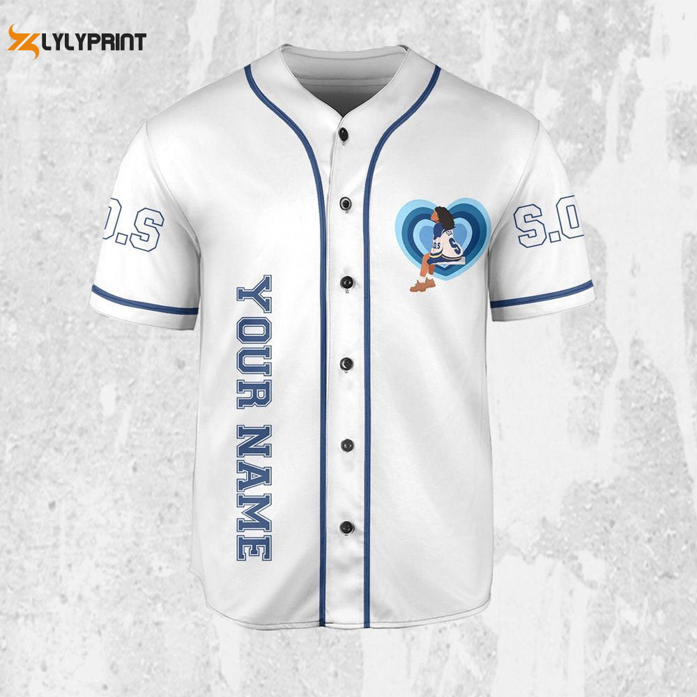 Personalize SZA Awesome Blue And White Color Jersey, Sza Baseball Jersey - lylyprint.com baseball jersey product view 1