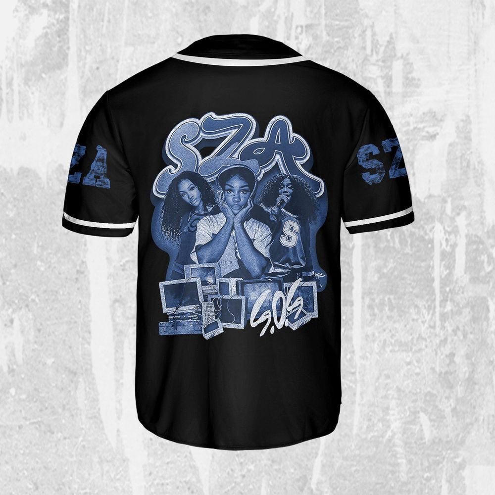Personalize SZA Retro Vintage SOS Jersey, Sza Baseball Jersey, SOS New Album Merch - lylyprint.com baseball jersey product view 2