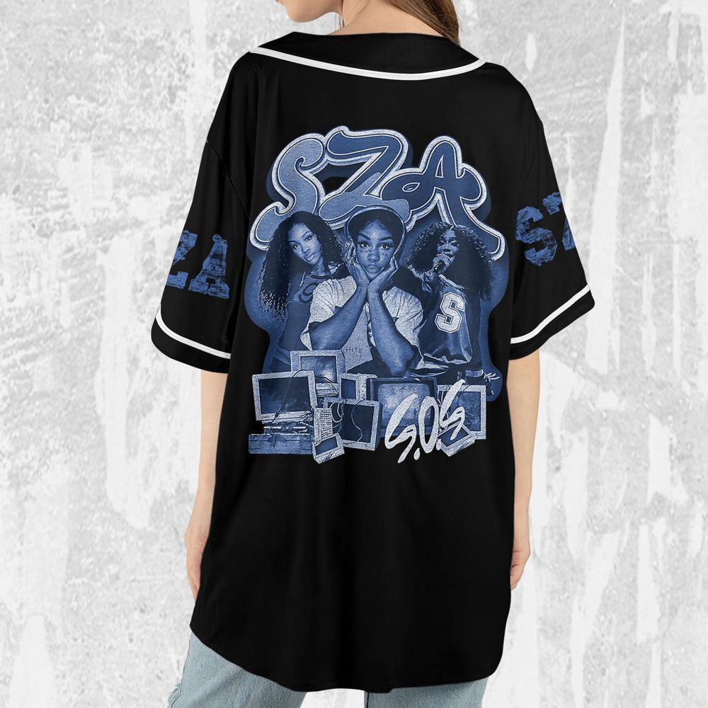 Personalize SZA Retro Vintage SOS Jersey, Sza Baseball Jersey, SOS New Album Merch - lylyprint.com baseball jersey product view 4