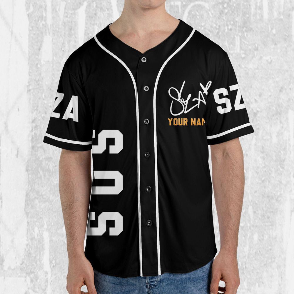 Personalize SZA SOS Black And White Jersey, Sza Baseball Jersey, SOS New Album - lylyprint.com baseball jersey product view 3