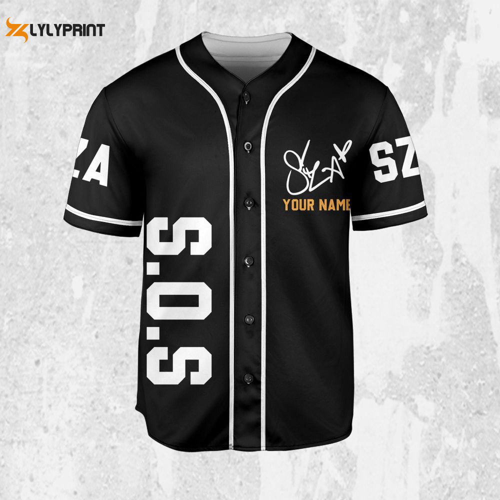 Personalize SZA SOS Black And White Jersey, Sza Baseball Jersey, SOS New Album - lylyprint.com baseball jersey product view 1