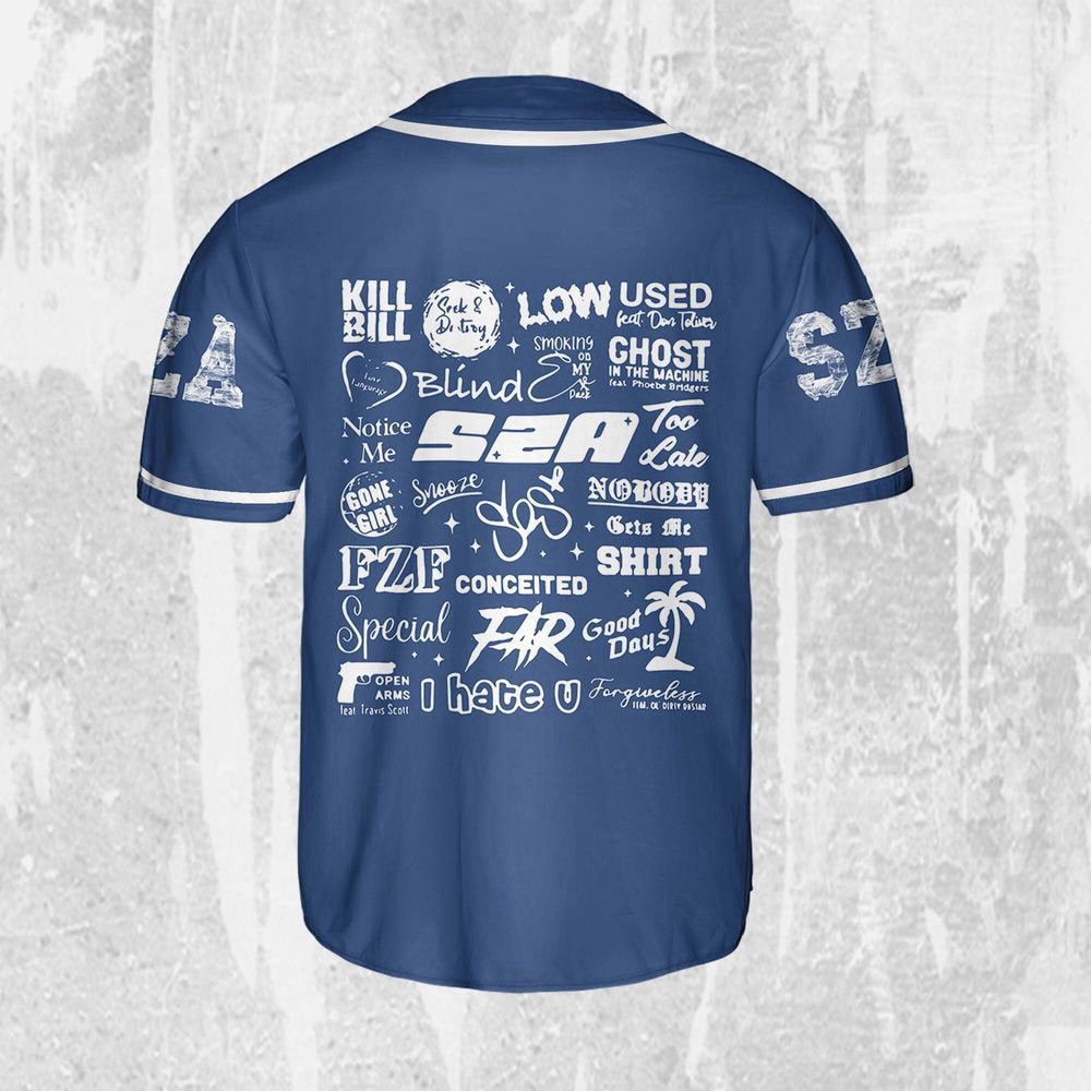 Personalize SZA SOS Tracklist Music Tour 2023 Jersey, Sza Baseball Jersey - lylyprint.com baseball jersey product view 2