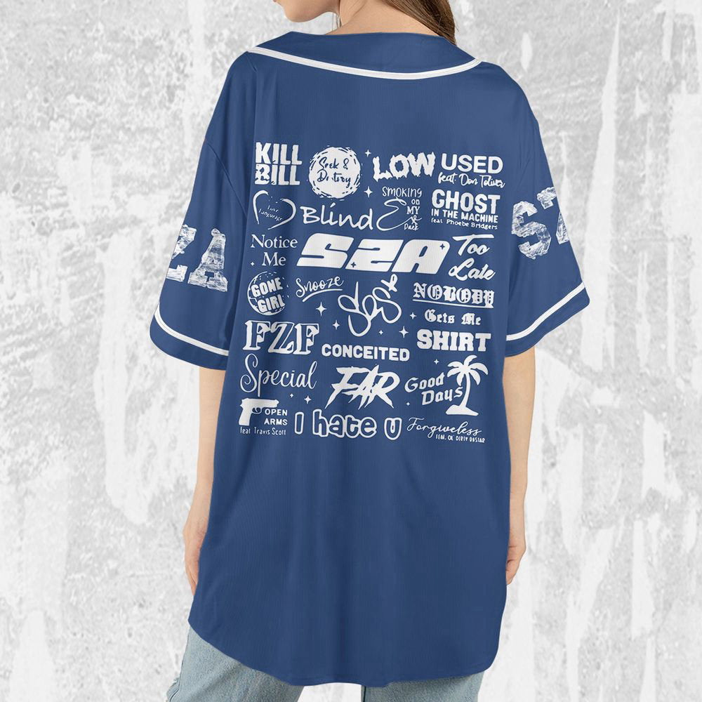 Personalize SZA SOS Tracklist Music Tour 2023 Jersey, Sza Baseball Jersey - lylyprint.com baseball jersey product view 4