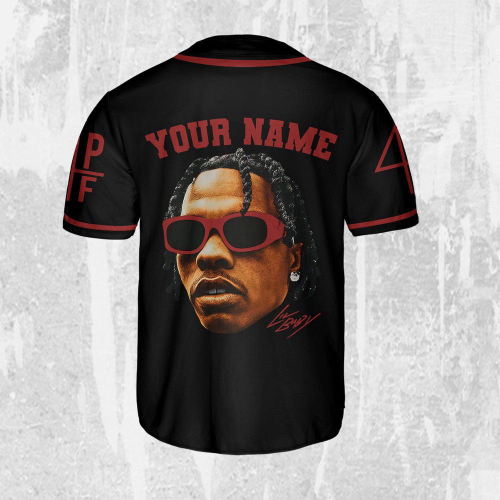 Personalize Vintage Lil Baby Style Black And Red Jersey, Lil Baby Baseball Jersey - lylyprint.com baseball jersey product view 3