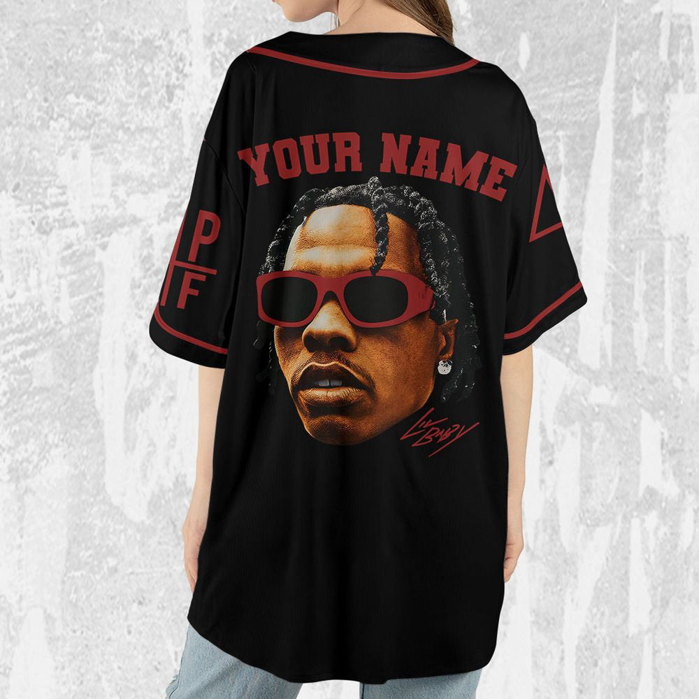Personalize Vintage Lil Baby Style Black And Red Jersey, Lil Baby Baseball Jersey - lylyprint.com baseball jersey product view 5