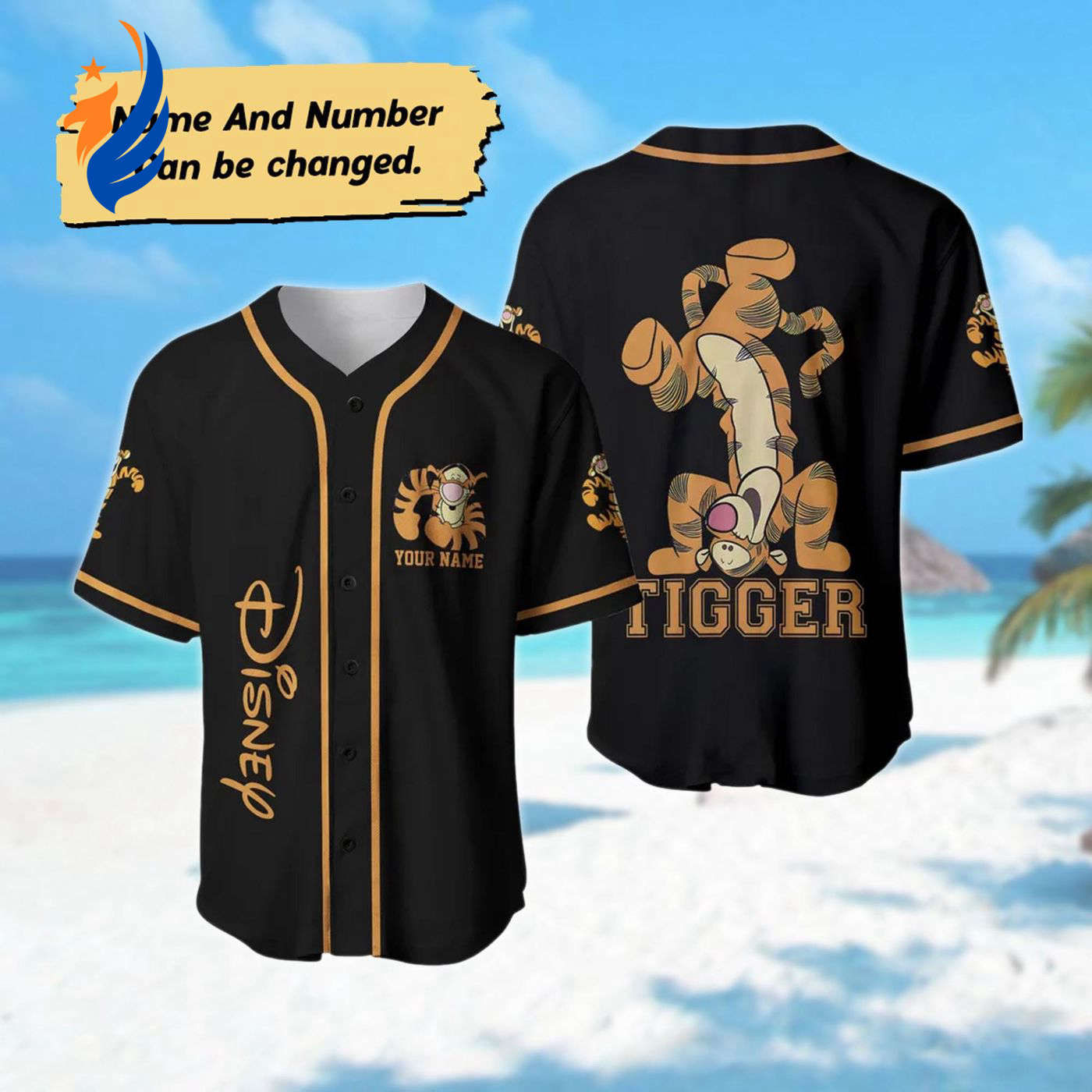 Custom Tigger Dancing Shirt & Baseball Basketball Jerseys - Perfect Magic Kingdom Gift for Kids & Adults - Bafud baseball jersey product view 1