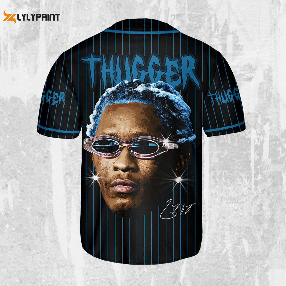 Personalize Young Thug Black And Blue Jersey, Young Thug Baseball Jersey - lylyprint.com baseball jersey product view 2