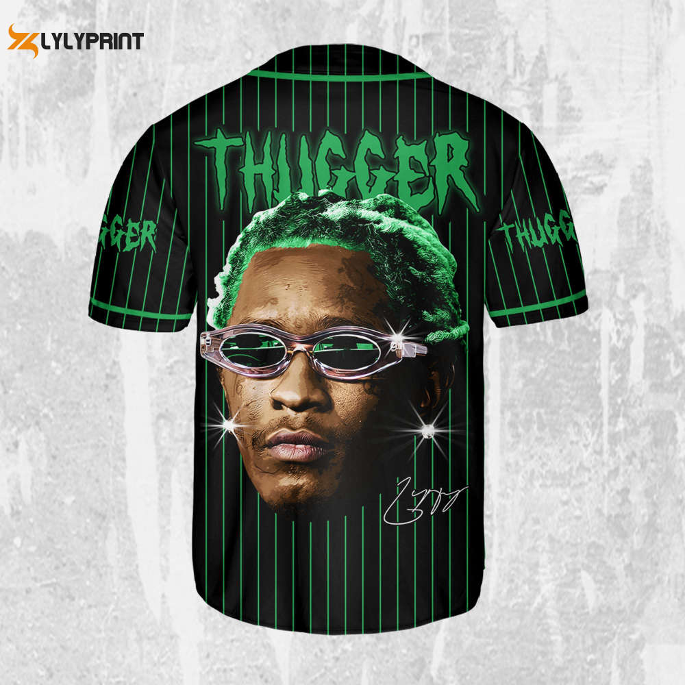 Personalize Young Thug Black And Green Jersey, Young Thug Baseball Jersey - lylyprint.com baseball jersey product view 2