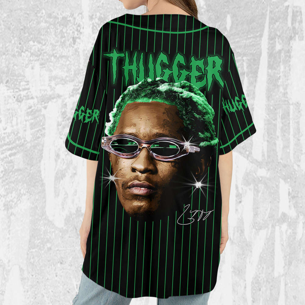 Personalize Young Thug Black And Green Jersey, Young Thug Baseball Jersey - lylyprint.com baseball jersey product view 4
