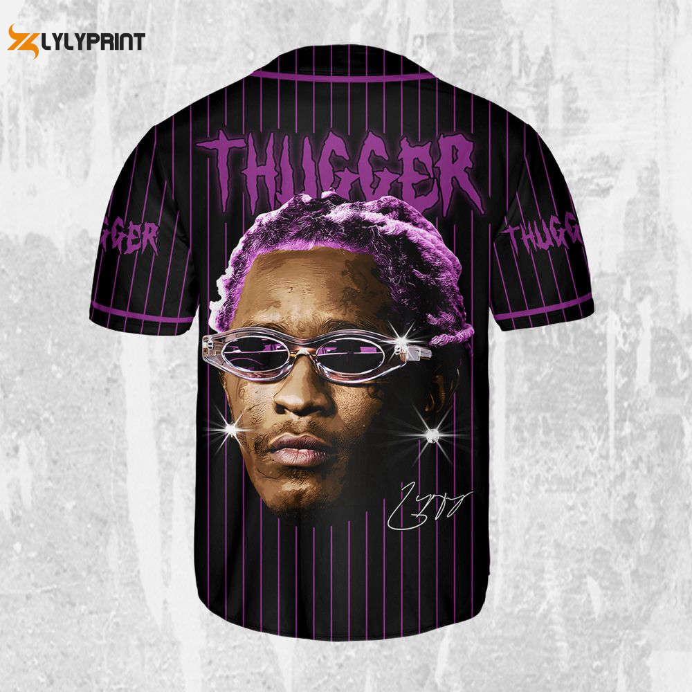 Personalize Young Thug Black And Purple Jersey, Young Thug Baseball Jersey - lylyprint.com baseball jersey product view 2