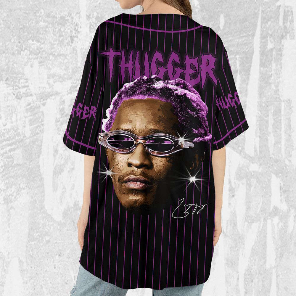 Personalize Young Thug Black And Purple Jersey, Young Thug Baseball Jersey - lylyprint.com baseball jersey product view 4