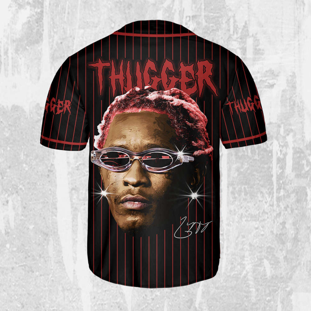 Personalize Young Thug Black And Red Jersey, Young Thug Baseball Jersey - lylyprint.com baseball jersey product view 3