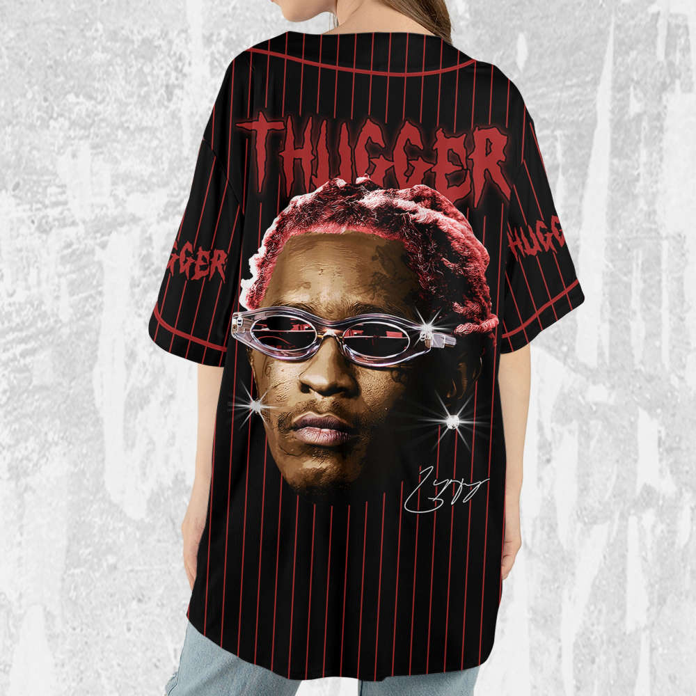 Personalize Young Thug Black And Red Jersey, Young Thug Baseball Jersey - lylyprint.com baseball jersey product view 5