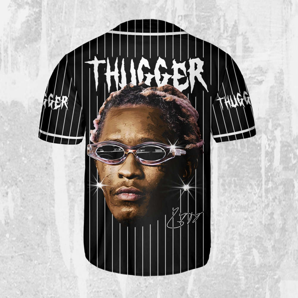 Personalize Young Thug Black And White Jersey, Young Thug Baseball Jersey - lylyprint.com baseball jersey product view 3