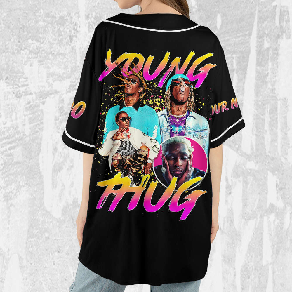 Personalize Young Thug Retro Colorful Jersey, Young Thug Baseball Jersey - lylyprint.com baseball jersey product view 4
